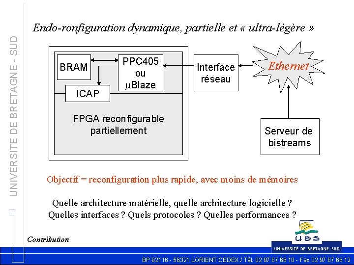 UNIVERSITE DE BRETAGNE - SUD Endo-ronfiguration dynamique, partielle et « ultra-légère » BRAM ICAP