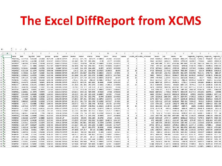 The Excel Diff. Report from XCMS 