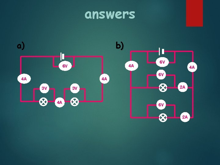 answers a) b) 4 A 6 V 4 A 4 A 3 V 6