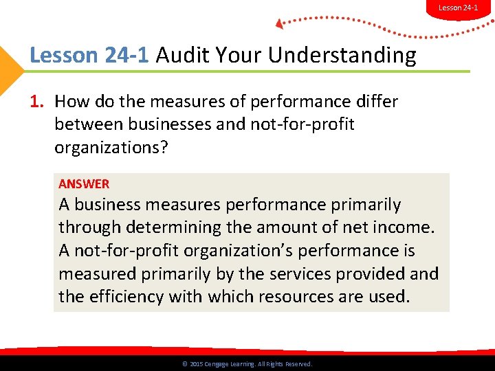 Lesson 24 -1 Audit Your Understanding 1. How do the measures of performance differ