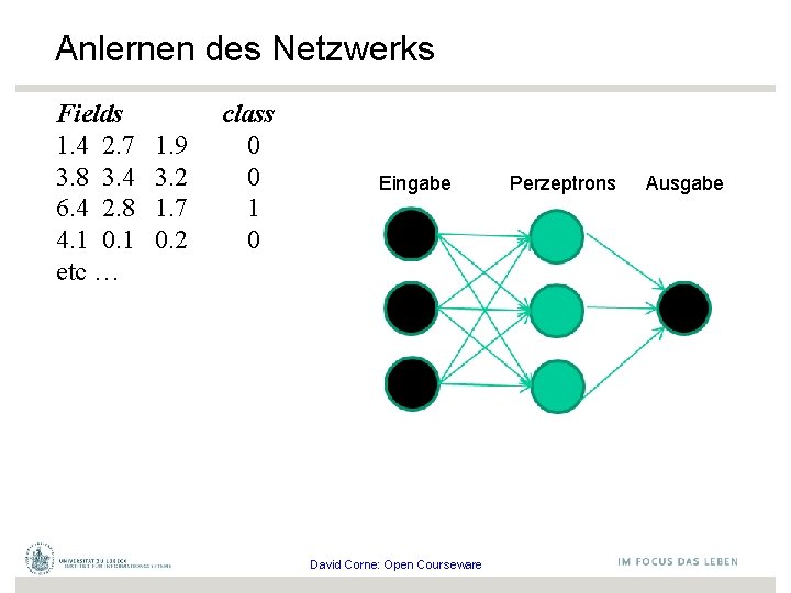 Anlernen des Netzwerks Fields 1. 4 2. 7 3. 8 3. 4 6. 4