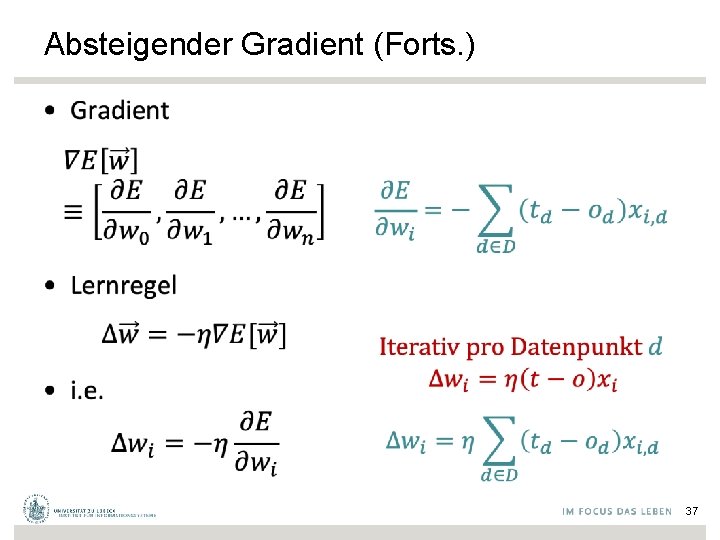 Absteigender Gradient (Forts. ) • 37 