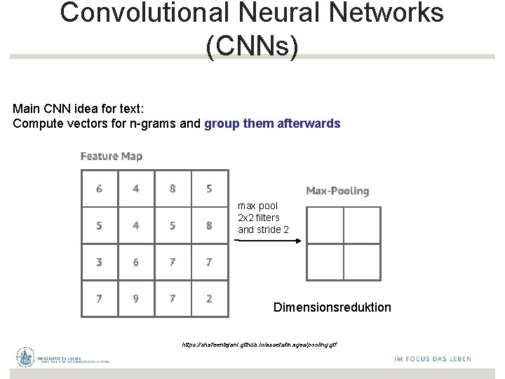 Convolutional Neural Networks (CNNs) Main CNN idea for text: Compute vectors for n-grams and