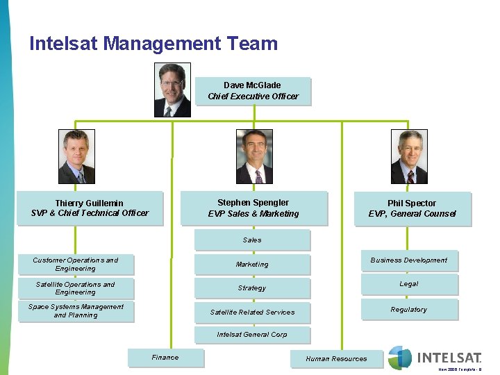 Intelsat Management Team Dave Mc. Glade Chief Executive Officer Stephen Spengler EVP Sales &