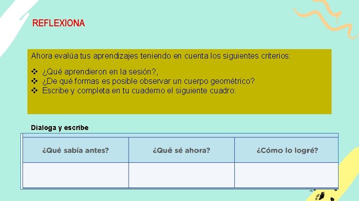 REFLEXIONA Ahora evalúa tus aprendizajes teniendo en cuenta los siguientes criterios: v ¿Qué aprendieron