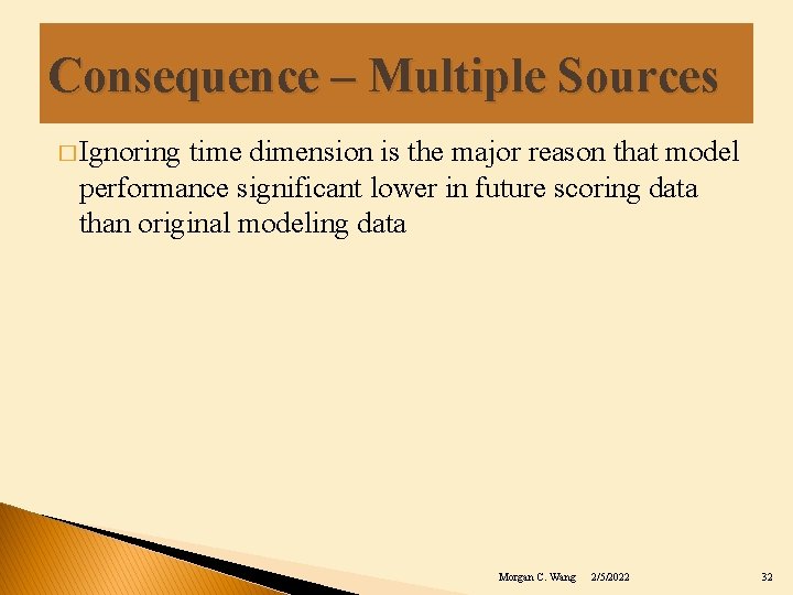 Consequence – Multiple Sources � Ignoring time dimension is the major reason that model