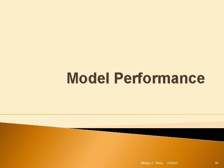 Model Performance Morgan C. Wang 2/5/2022 46 