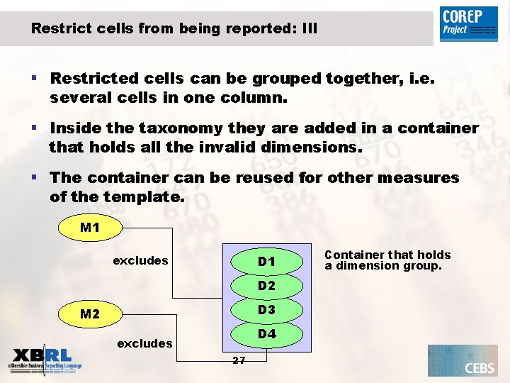 Restrict cells from being reported: III § Restricted cells can be grouped together, i.