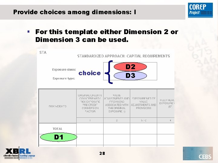 Provide choices among dimensions: I § For this template either Dimension 2 or Dimension