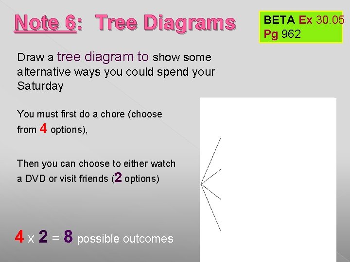 Note 6: Tree Diagrams Draw a tree diagram to show some alternative ways you Note 6: Tree Diagrams Draw a tree diagram to show some alternative ways you