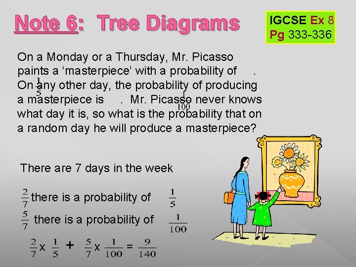 Note 6: Tree Diagrams On a Monday or a Thursday, Mr. Picasso paints a Note 6: Tree Diagrams On a Monday or a Thursday, Mr. Picasso paints a