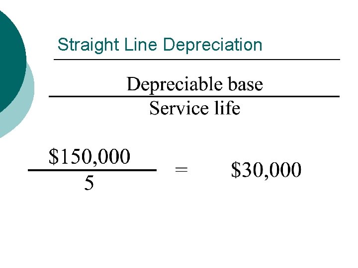 Straight Line Depreciation 