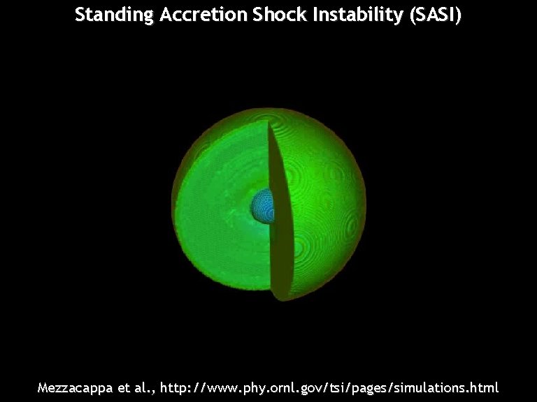 Standing Accretion Shock Instability (SASI) Mezzacappa et al. , http: //www. phy. ornl. gov/tsi/pages/simulations.
