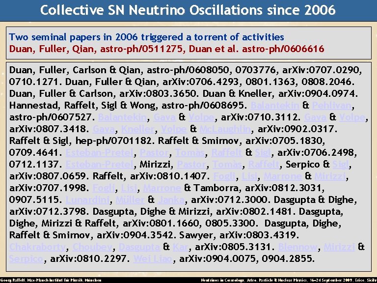 Collective SN Neutrino Oscillations since 2006 Two seminal papers in 2006 triggered a torrent