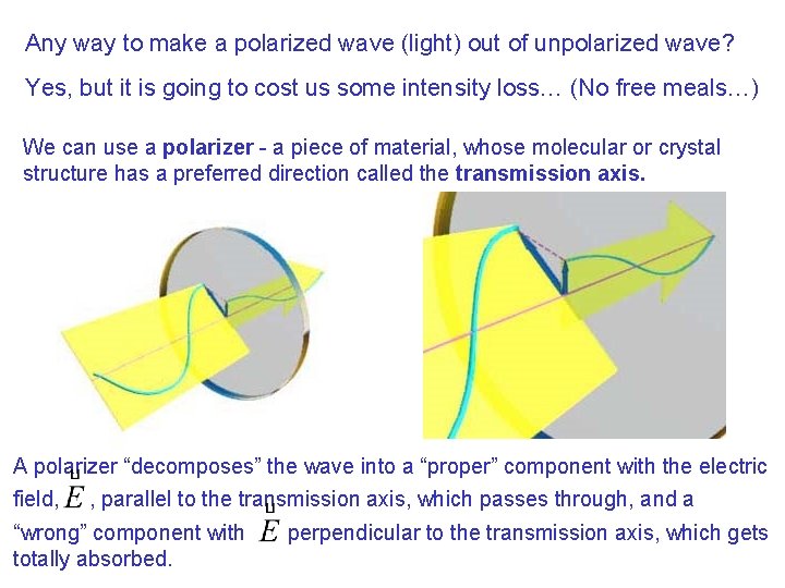 Any way to make a polarized wave (light) out of unpolarized wave? Yes, but Any way to make a polarized wave (light) out of unpolarized wave? Yes, but