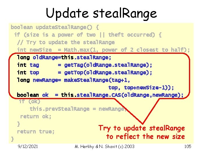 Update steal. Range boolean update. Steal. Range() { if (size is a power of