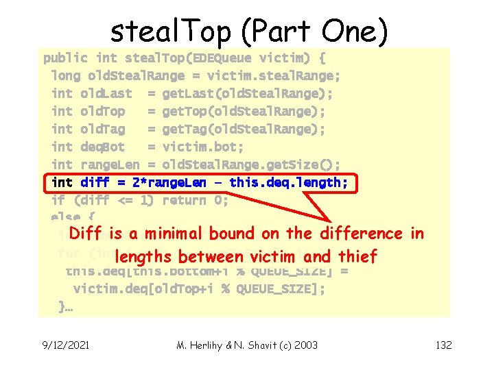 steal. Top (Part One) public int steal. Top(EDEQueue victim) { long old. Steal. Range