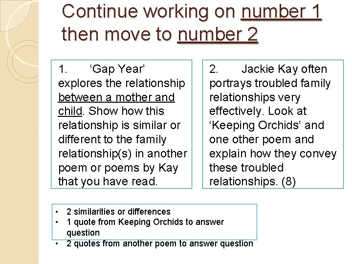 Continue working on number 1 then move to number 2 1. ‘Gap Year’ explores Continue working on number 1 then move to number 2 1. ‘Gap Year’ explores