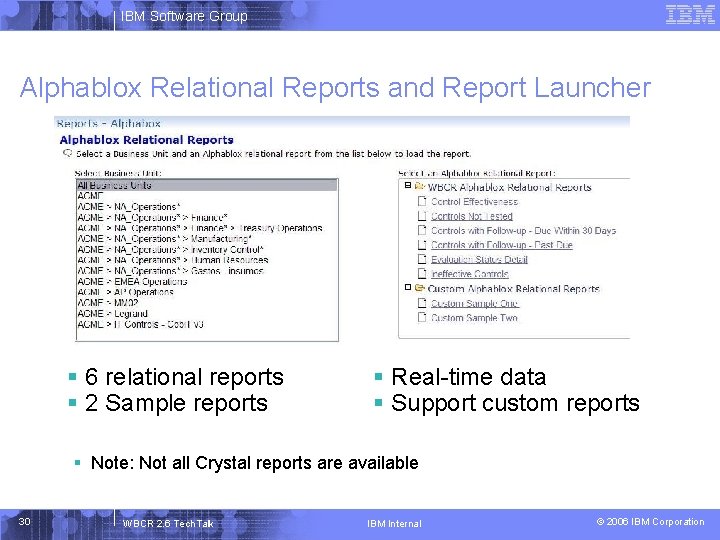 IBM Software Group Alphablox Relational Reports and Report Launcher § 6 relational reports §
