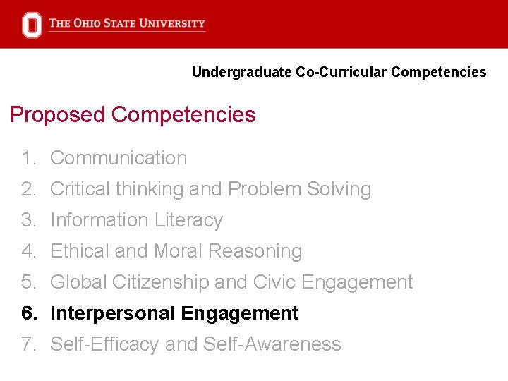 Undergraduate Co-Curricular Competencies Proposed Competencies 1. Communication 2. Critical thinking and Problem Solving 3.