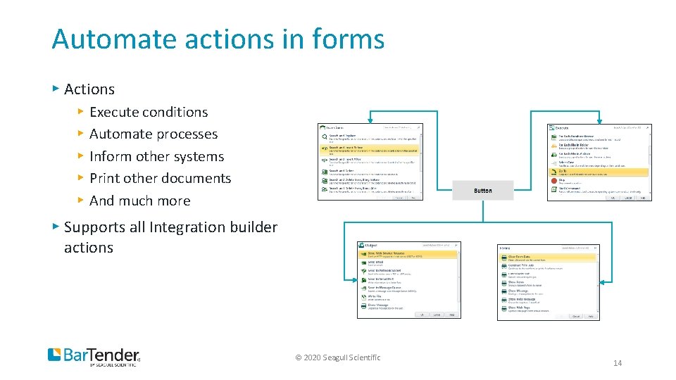 Automate actions in forms ▸ Actions ▸ ▸ ▸ Execute conditions Automate processes Inform