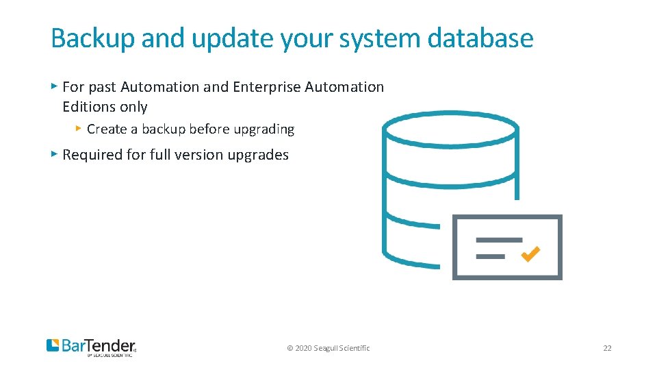 Backup and update your system database ▸ For past Automation and Enterprise Automation Editions