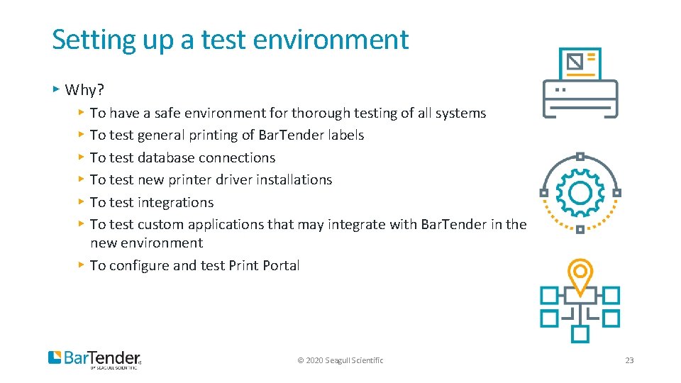 Setting up a test environment ▸ Why? To have a safe environment for thorough
