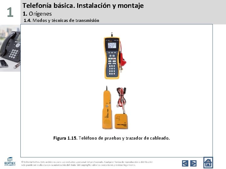 1 Telefonía básica. Instalación y montaje 1. Orígenes 1. 4. Modos y técnicas de