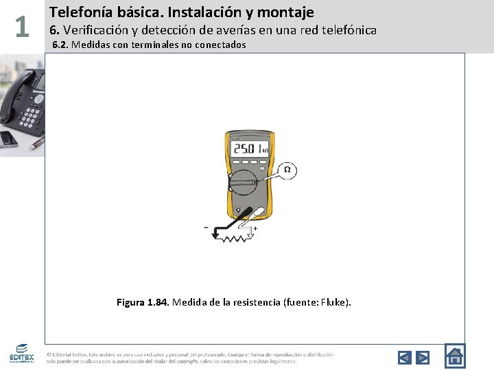 1 Telefonía básica. Instalación y montaje 6. Verificación y detección de averías en una