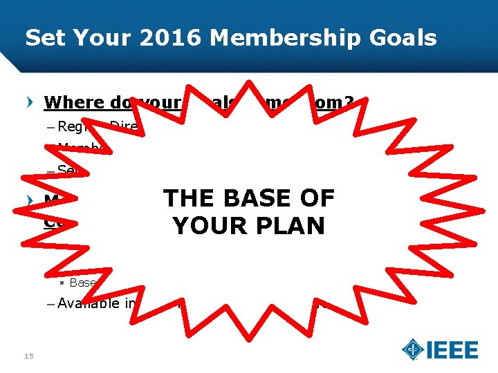 Set Your 2016 Membership Goals Where do your Goals come from? – Region Director