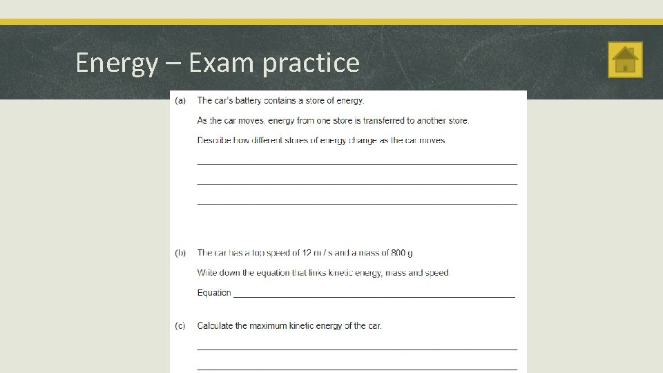 Energy – Exam practice 