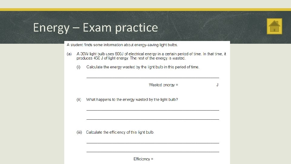 Energy – Exam practice 