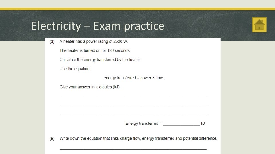 Electricity – Exam practice 