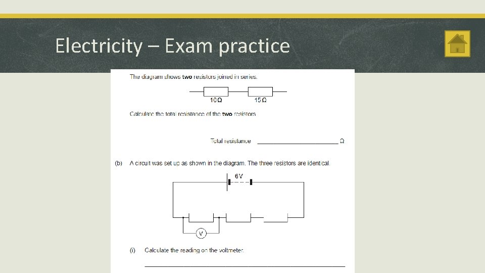 Electricity – Exam practice 