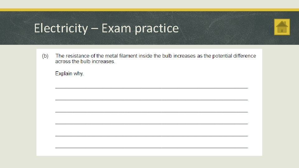 Electricity – Exam practice 