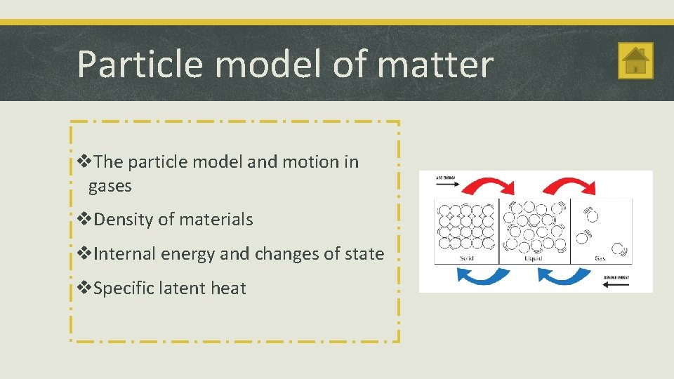 Particle model of matter v. The particle model and motion in gases v. Density