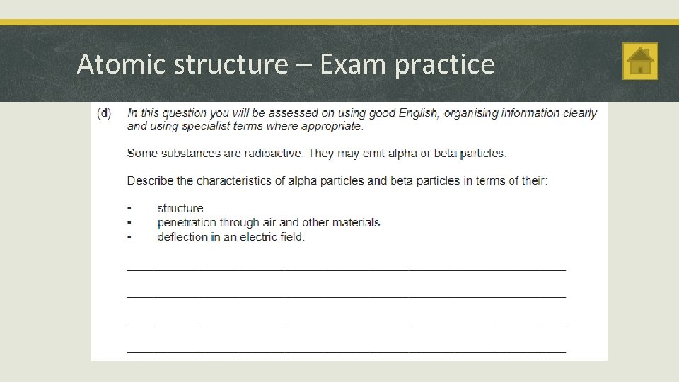 Atomic structure – Exam practice 