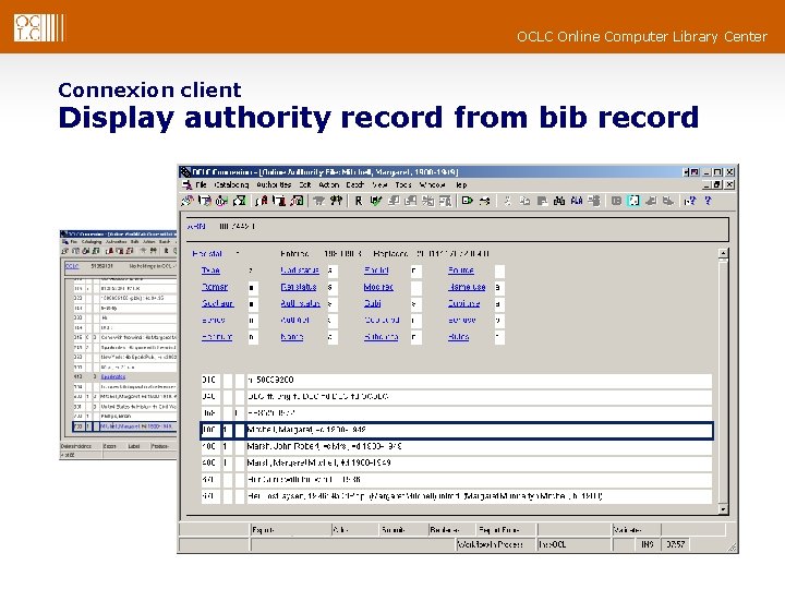 OCLC Online Computer Library Center Connexion client Display authority record from bib record 