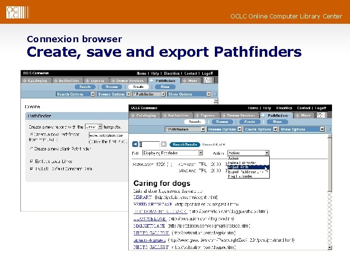 OCLC Online Computer Library Center Connexion browser Create, save and export Pathfinders 