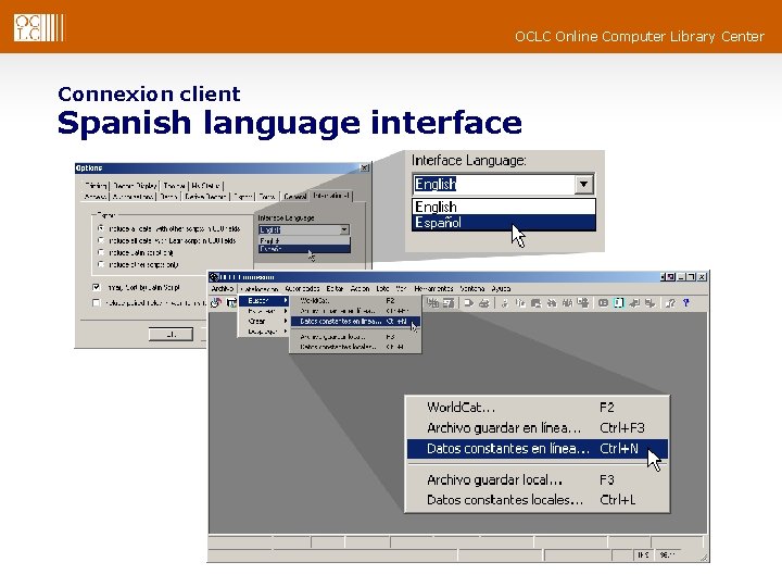 OCLC Online Computer Library Center Connexion client Spanish language interface 