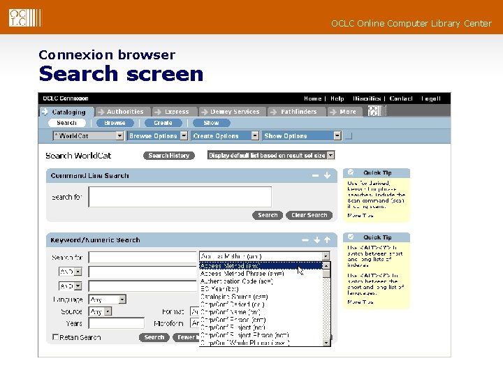 OCLC Online Computer Library Center Connexion browser Search screen 