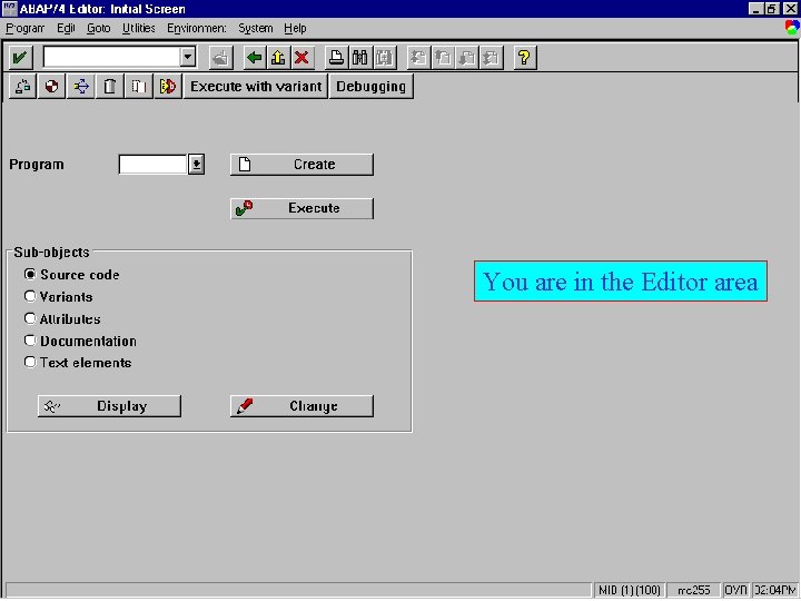 You are in the Editor area 