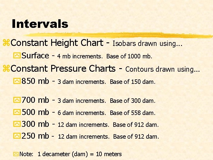 Intervals z. Constant Height Chart y. Surface - Isobars drawn using. . . 4