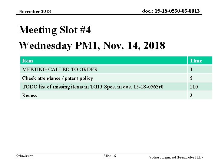 doc. : 15 -18 -0530 -03 -0013 November 2018 Meeting Slot #4 Wednesday PM