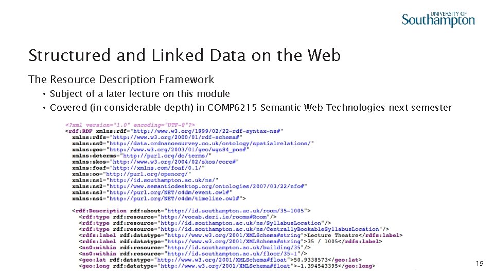 Structured and Linked Data on the Web The Resource Description Framework • Subject of