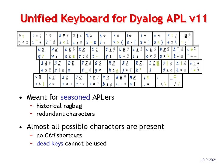 Unified Keyboard for Dyalog APL v 11 • Meant for seasoned APLers − historical