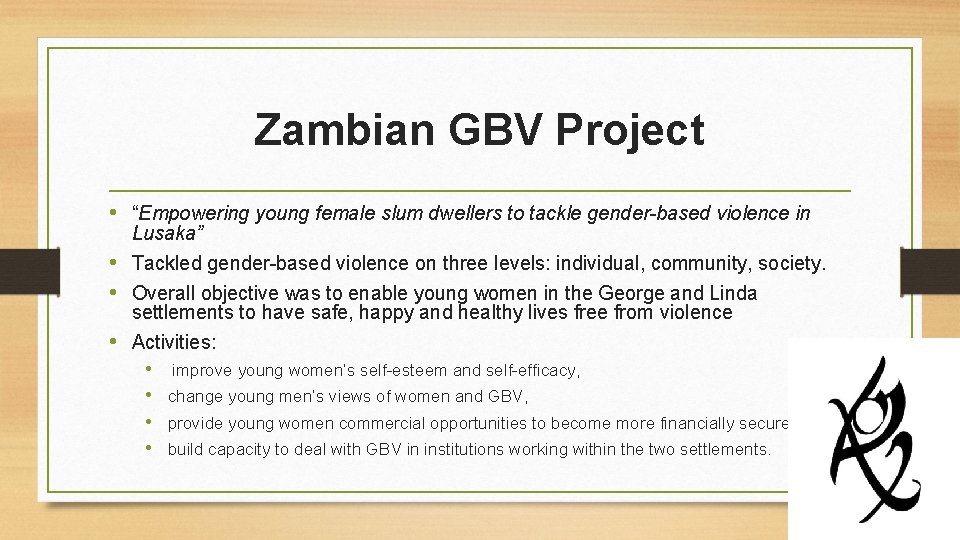 Zambian GBV Project • “Empowering young female slum dwellers to tackle gender-based violence in