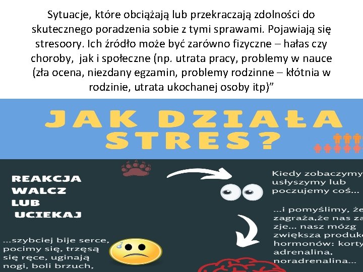 Sytuacje, które obciążają lub przekraczają zdolności do skutecznego poradzenia sobie z tymi sprawami. Pojawiają