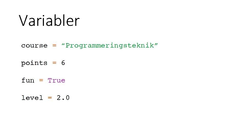 Variabler 