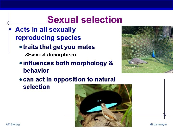 Sexual selection § Acts in all sexually reproducing species traits that get you mates